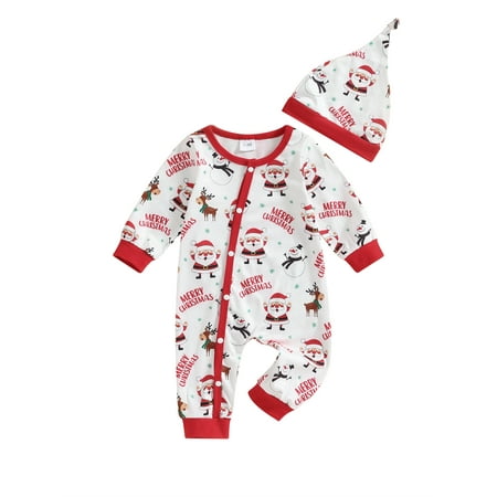 

Bmnmsl Baby Girls Boys Rompers Christmas Clothes Fall Bodysuits with Hat
