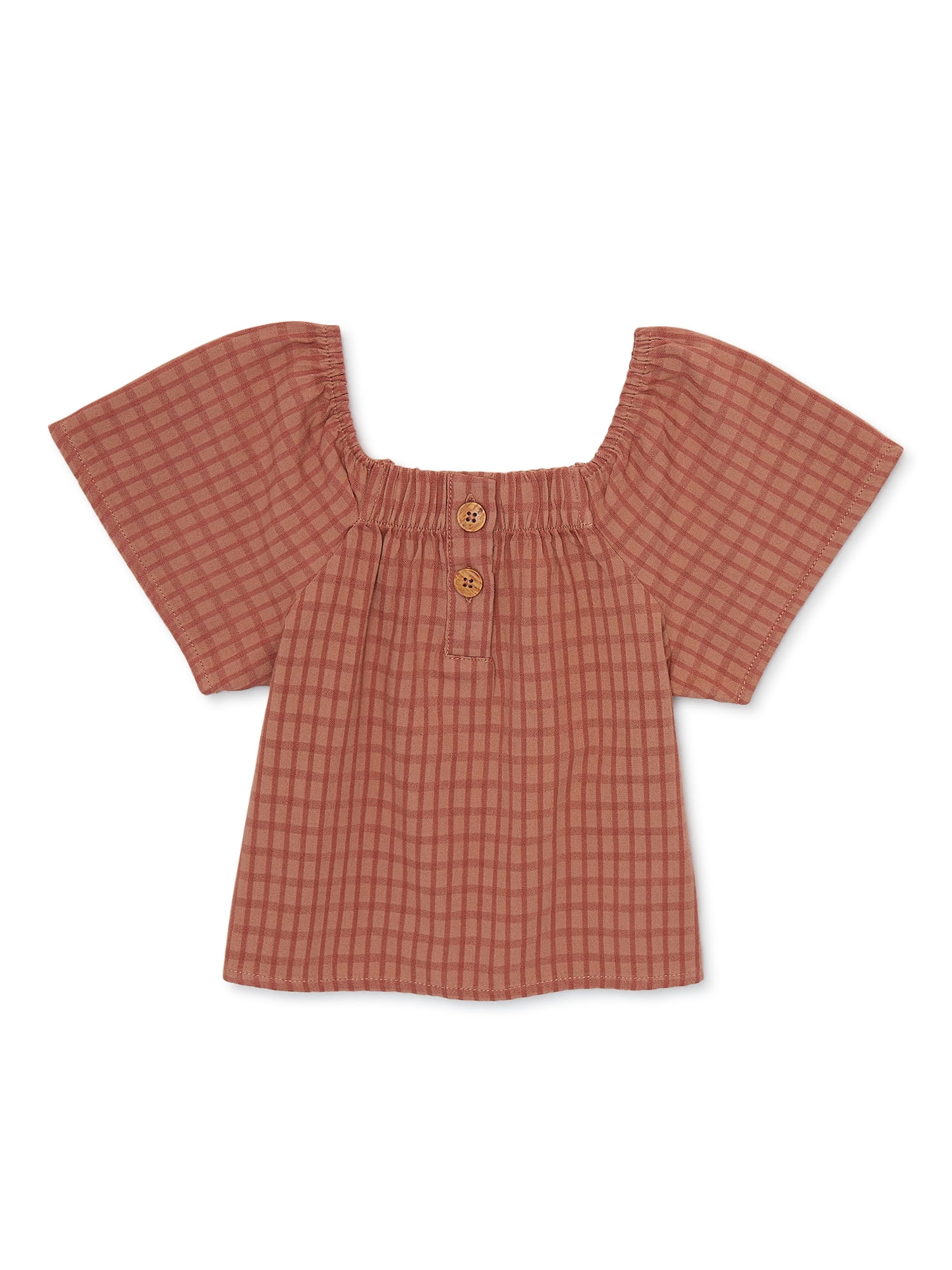 easy-peasy Toddler Girls Short Sleeve Henley Blouse, Sizes 12 Months - 5T