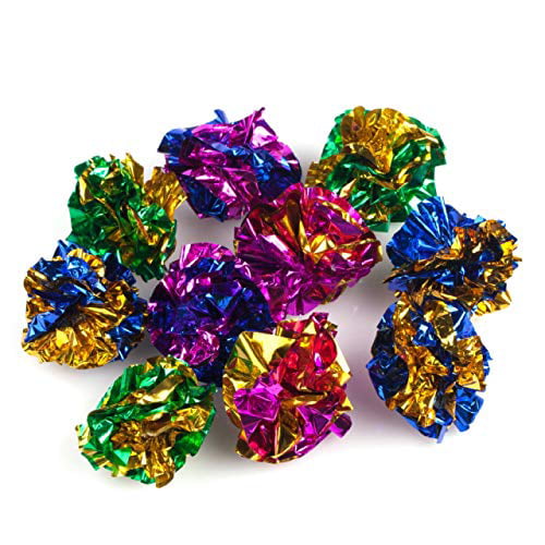 Chiwava 1.6'' Mylar Balls Cat Toy Shiny Crinkle Ball Kitten Crackle Lightweight Play Assorted Color 