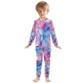 thumbnail image 6 of FORMRS Long Sleeve Top and Pants Pajama Set for Niños 2-Piece Sleepwear, Sizes 18M-8Y, Watercolor Blue Marble Pattern, 6 of 6