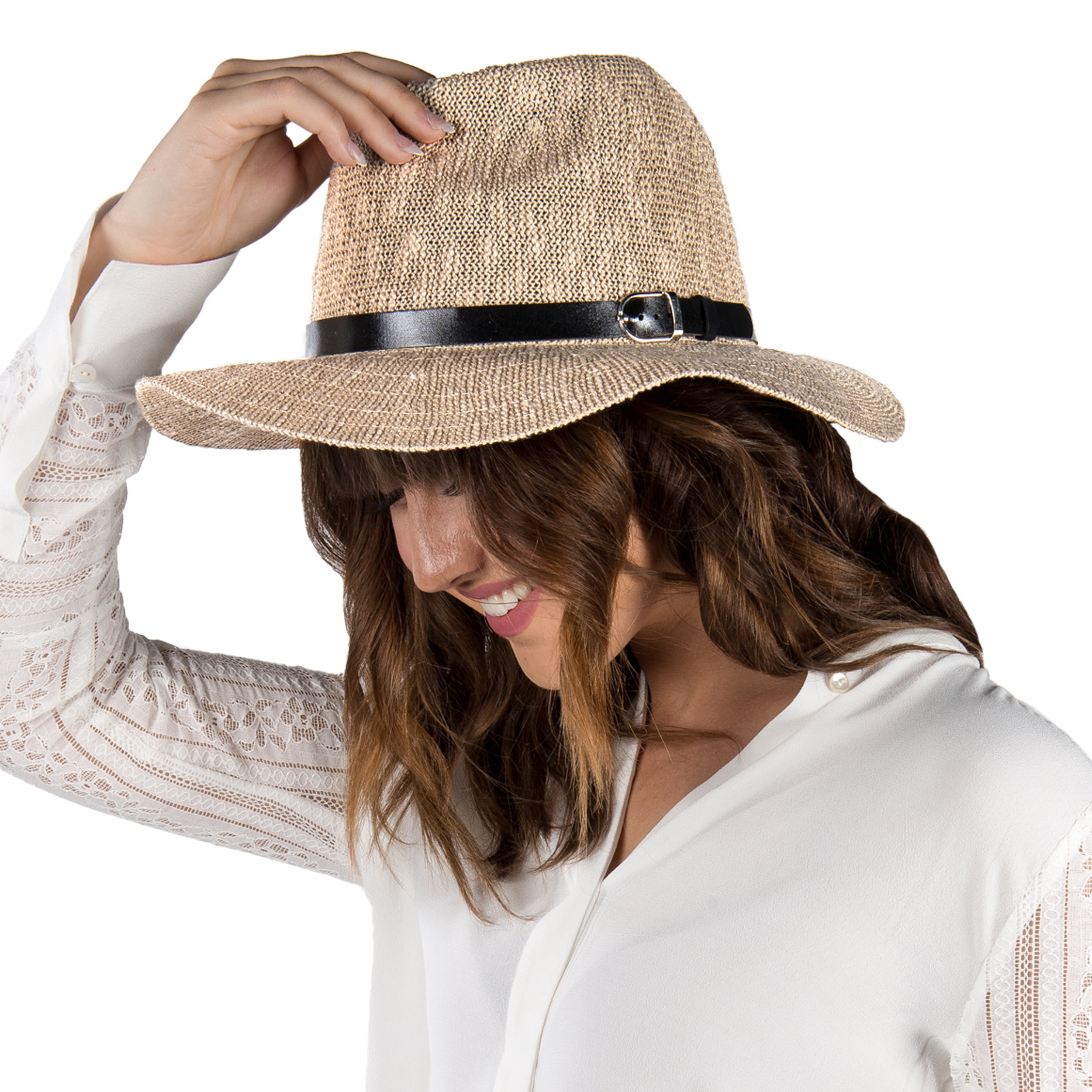 Coral Jones Women's Floppy Straw Hat and Foam Flip Flop Sandals Set US Women's Shoe Sizes 7-10