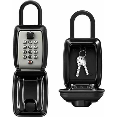 Secure Key Box, Wall Mounted Key Box, Wall Mounted Key Box, Coded Key Box, Secure Key Box with Hook for Home School Office Factory, (Black)