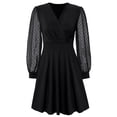 thumbnail image 3 of Vestido de manga larga con escote en V y encaje calado, vestido de manga larga hasta la rodilla, vestidos casuales de otoño e invierno, vestido de cóctel, vestido de fiesta, 3 of 6