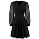 thumbnail image 3 of Vestido de manga larga con escote en V y encaje calado, vestido de manga larga hasta la rodilla, vestidos casuales de otoño e invierno, vestido de cóctel, vestido de fiesta, 3 of 6