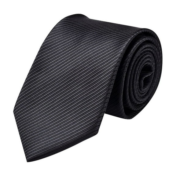 Xfvqtps Tie for Men Classic Neckties Soild Color 3.15" for Formal Dress Business Stripes Black-02