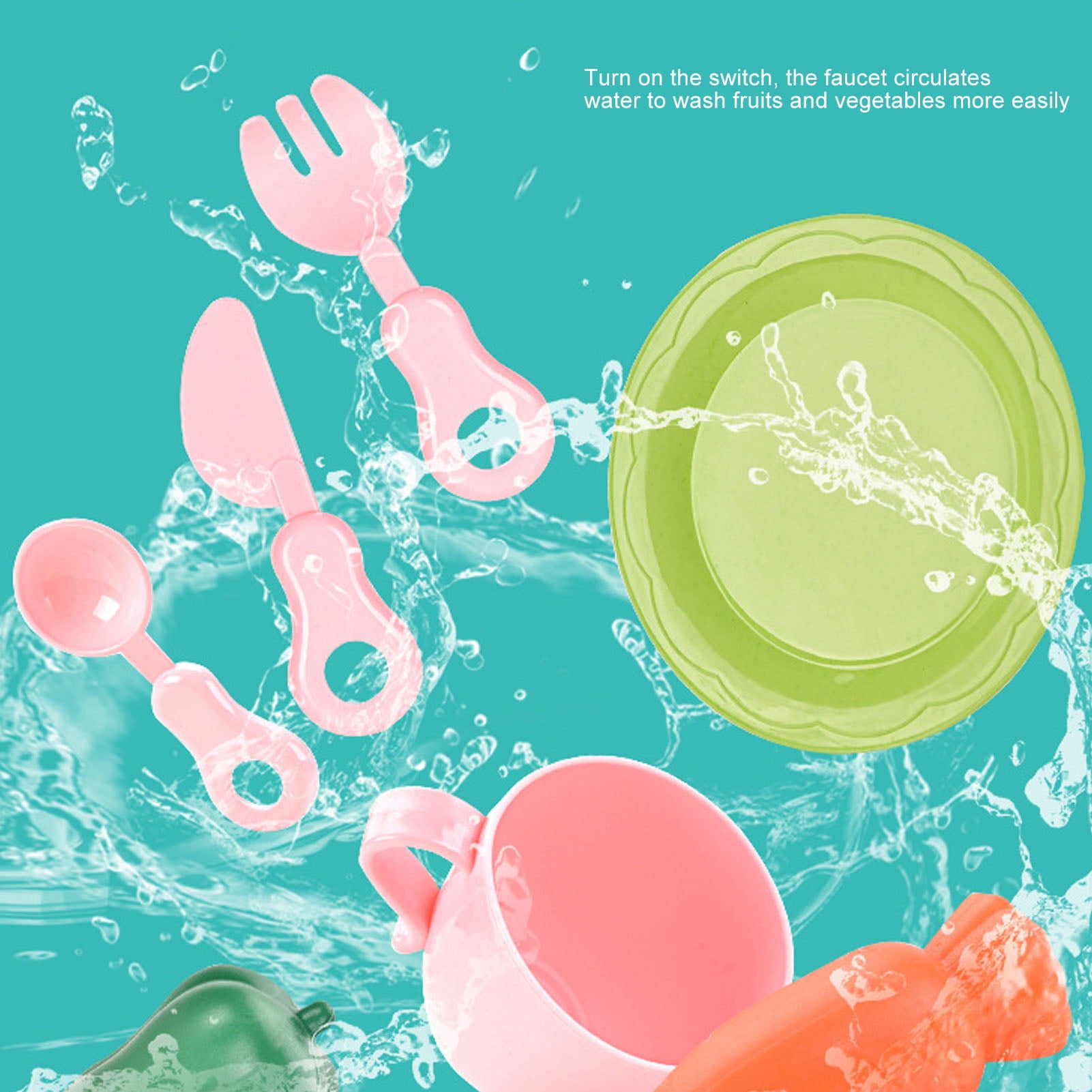 Jouet évier Cuisine Avec Eau Réelle – Robinet à Circulation, Accessoires Vaisselle, Système Recyclage, Jeu éducatif Pour Enfant