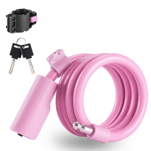 WEST BIKING Compact Anti-Theft Steel Cable Bike Lock for Mountain and Road Bikes - Lightweight, Durable, and Available in Multiple Colors Including Pink