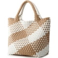 thumbnail image 2 of Bolso tejido para mujer, bolso de mano de cuero vegano, bolso grande de viaje de playa de verano y bolso de hombro retro hecho a mano, 2 of 5