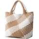 thumbnail image 2 of Bolso tejido para mujer, bolso de mano de cuero vegano, bolso grande de viaje de playa de verano y bolso de hombro retro hecho a mano, 2 of 5