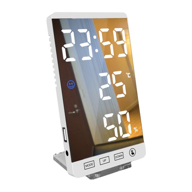 Reloj despertador digital LED de 6 pulgadas, calendario de repetición, termómetro, decoración de moda, reloj Zulema Espejo despertador