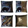 thumbnail image 1 of ABPHQTO Winter Bear Reversible Sirena Lentejuelas Funda de almohada Decoración para el hogar Funda de cojín 45x45 cm, 1 of 2