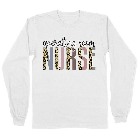 Operating Room Nurse Leopard Print Long Sleeve Shirt Unisex Large White