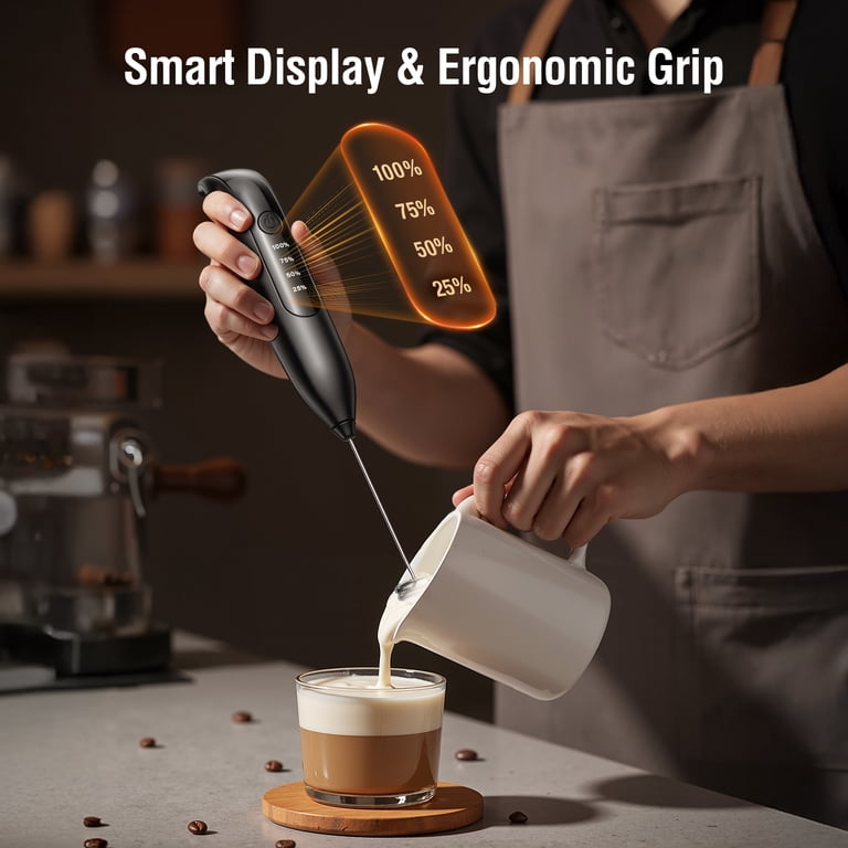 Skdwakiz Rechargeable Handheld Milk Frother with 3 Whisks photo 7