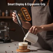 Skdwakiz Milk Frother Handheld Rechargeable, 3 Heads 3 Speeds Portable Frother Wand with LED Digital Display & Magnetic Stand, Stainless Steel Electric Whisk Foam Maker for Coffee, Lattes, Cappuccino