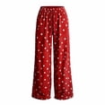 thumbnail image 6 of MVRLSH Women's Wide Leg Pants Gradient Elastic Waist Nine Inch Loose Trousers Decorated With Button Side Pocket Details Stretch Dress Casual Flowy Palazzo Pants Red - M, 6 of 6