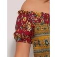 thumbnail image 5 of DARING DIVA Women's Boho Floral Square Neck Smocked Back Midi Dresses L Red, 5 of 7