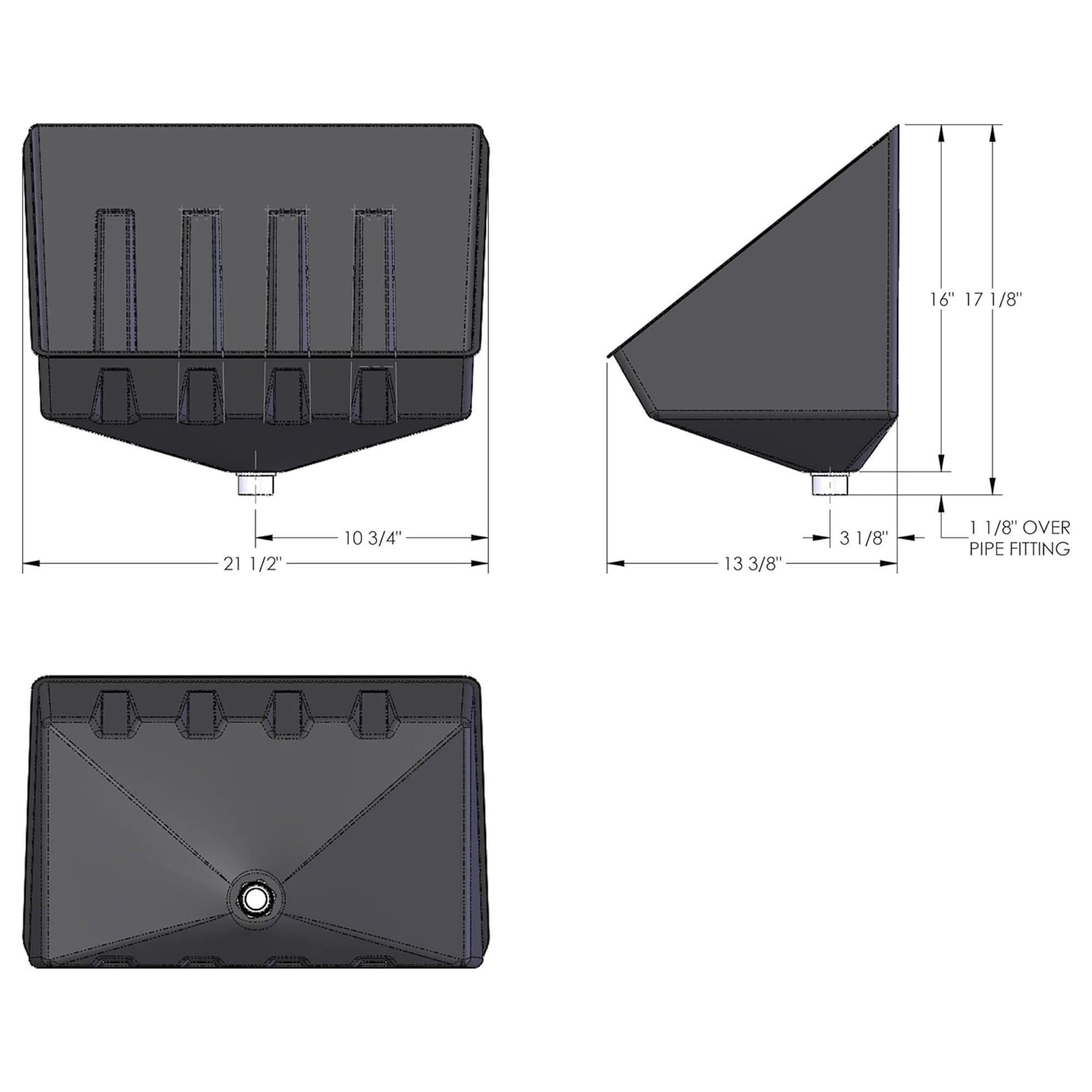 Camco Tankless Water Heater Drain Pan with PVC Fitting for RVs, Campers, and Homes, Black