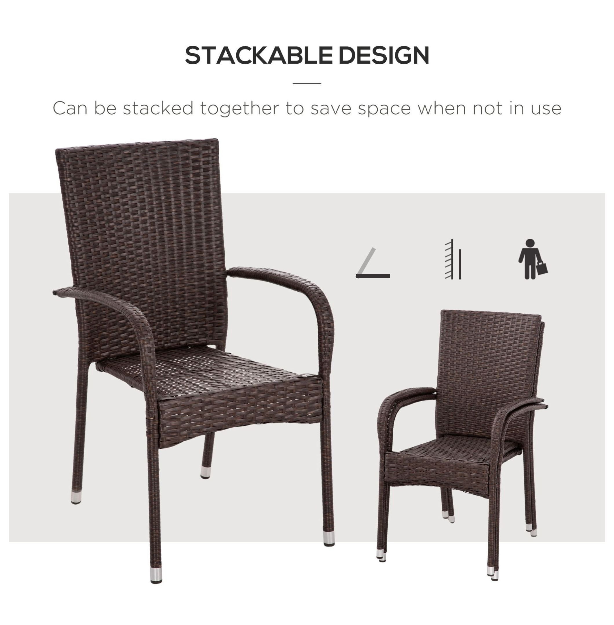 Blue Wicker Patio Chairs - Stackable Outdoor Dining Chairs with Cushions (2-Pack)