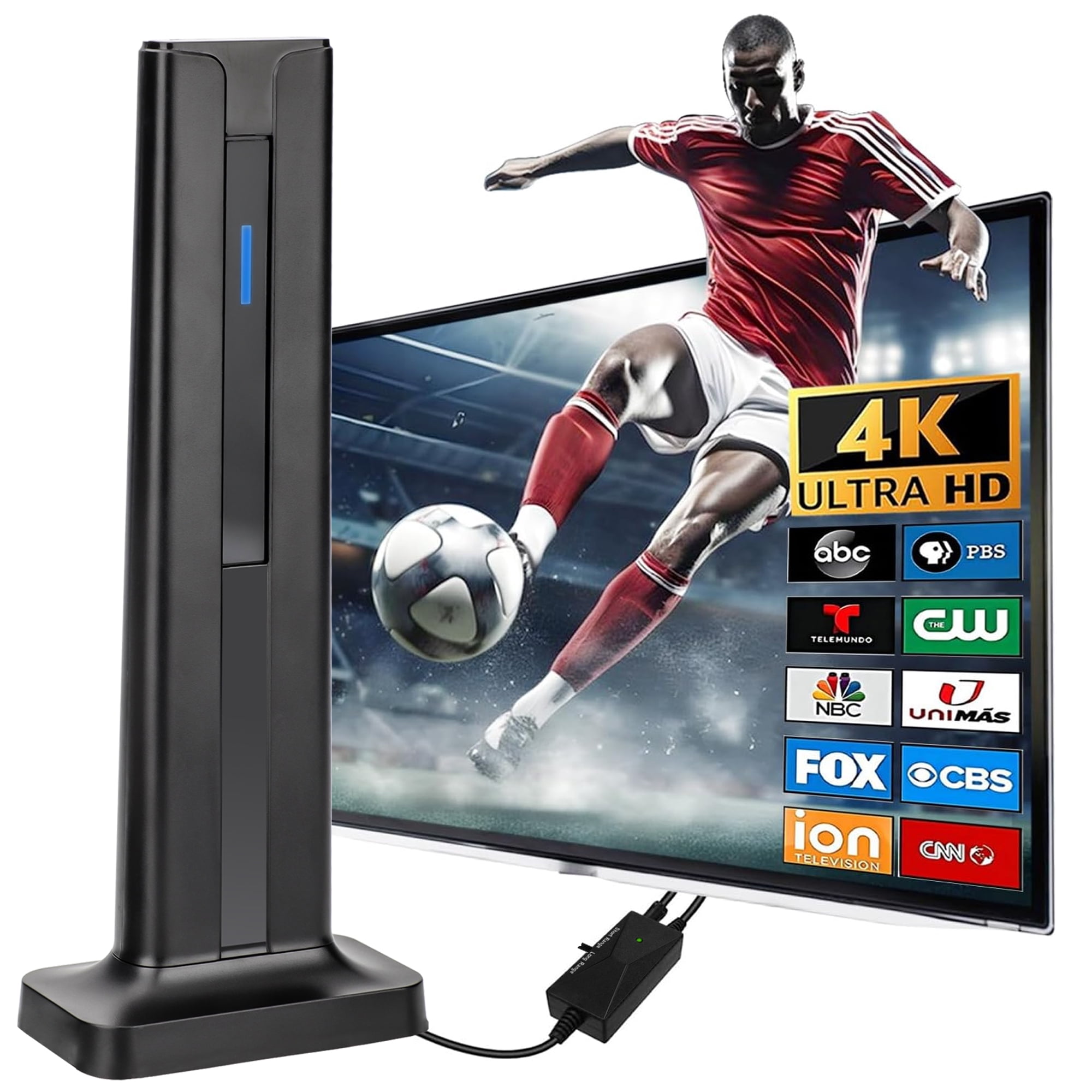 TV Antenna, TSV Digital Antenna for Smart/Older/Outdoor/Indoor TV Local Channels, Support 4K 1080p, 450 Miles Range, with Amplifier and Signal Booster, 16FT Coax HDTV Cable