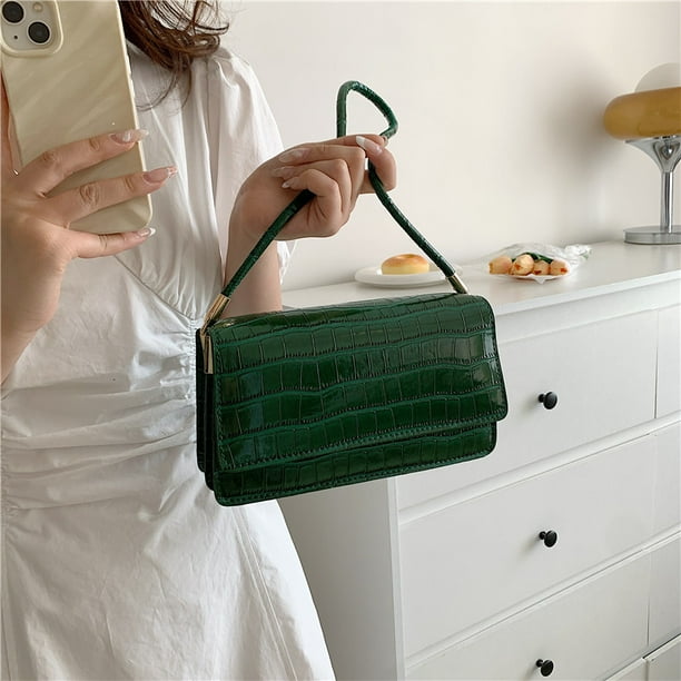 Bolso de moda para mujer Bolso con estampado de cocodrilo Bolsos de mano Bolso de cuero PU (Verde) Sywqhk Para Estrenar