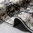 thumbnail image 5 of Washable Vintage Area Rug – Large, Soft, Non-Slip, Distressed Oriental Floral Carpet for Living Room, Bedroom, Dining Room – Black, USA, 10x13ft (305x396cm), 5 of 8
