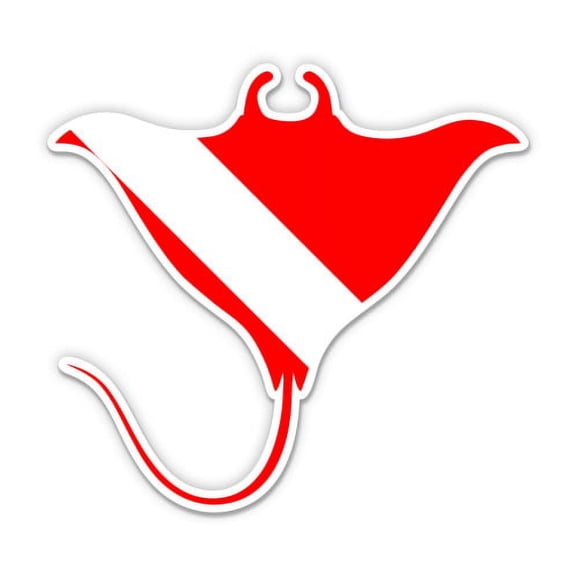 Manta Ray Scuba Flag - 3" Vinyl Sticker - For Car Laptop I-Pad Phone Helmet Hard Hat - Waterproof Decal