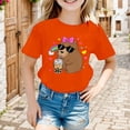 thumbnail image 2 of OOOUM Girls Fun Cartoon Animal Print Tee Relaxed Basic T Shirt Sweet Cool Summer Daily Top,3-4 Years, 2 of 4