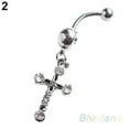 thumbnail image 4 of Surgical Steel Cross Dangle Navel Button Bar Belly Ring Piercing Body Jewelry, 4 of 6