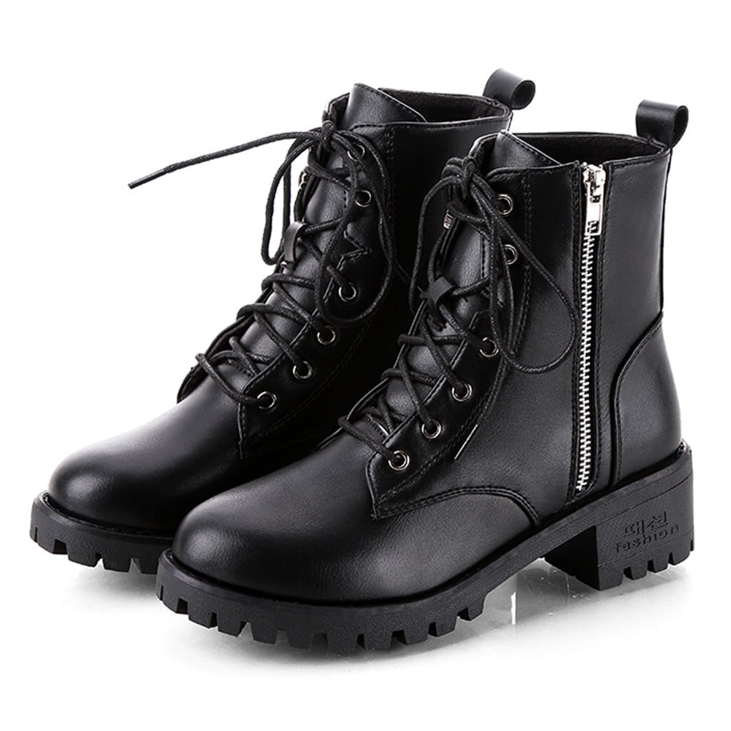 Womens Office Automatic Biker Boots Black Boots 