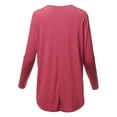 thumbnail image 3 of A2Y Women's Premium Solid Long Sleeve Dolphin Hem Shell Button Henley Top Shirt Rose S, 3 of 6