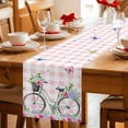 thumbnail image 5 of Spring Table Runner 90 Inches, Bicycles Leaves Butterfly Flowers Pink Buffalo Plaid Bed Runner Dresser Scarves Tabletop for Indoor Outdoor Parties/Ceremony/Banquet, 13" x 90", 5 of 8
