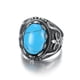 thumbnail image 3 of Anillo de acero inoxidable con gemas para hombre, sencillo, ovalado, con gemas grandes, material incrustado, diseño simple, 3 of 5
