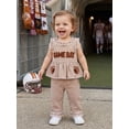 thumbnail image 3 of Loicainy Baby Toddler Girls Summer Clothes Set 6 12 18 24 Months 2T 3T 4T Sleeveless Crew Neck Letters Football Embroidery Peplum Tank Tops and Plaid Pants Outfits, 3 of 8