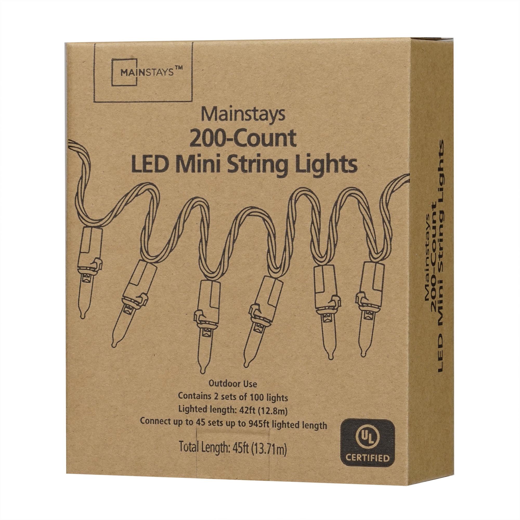 Mainstays 200-Count LED Mini Outdoor String Lights, with White Wire