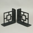 thumbnail image 4 of Zeckos Black Cast Iron Geometric Bookends Home Decor Set of 2, 4 of 5