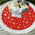 thumbnail image 4 of SANMADROLA Christmas Tree Skirt,48 inch Red Merry Christmas Tree Skirt with Gold Snowflake Faux Fur Christmas Decorations,Xmas Tree Base Mat for Indoor Outdoor Holiday New Year Party Home Decorations, 4 of 7