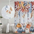 thumbnail image 5 of Blue Pumpkins Fall Shower Curtain, Waterproof Shower Curtains for Bathroom, Autumn Eucalyptus Thanksgiving Vintage Washable Fabric Bathtub Curtain Set Bath Decor with 12 Hooks Extra Long 72"x96", 5 of 8