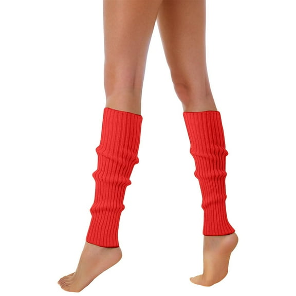 HNMKIU 80s 90s Retro Neon Ribbed Leg Warmers For Women Stylish Knitted Wool Sock Sleeves Fashion Accessories Red,One Size