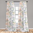 thumbnail image 2 of Floral Window Curtains, Watercolor Soft Colors Pattern of Flowers and Leaves Spring Love, Lightweight Decor 2-Panel Set with Rod Pocket, Pair of - 28"x63", Peach Lavender Blue and Green, by Ambesonne, 2 of 3