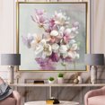 thumbnail image 2 of Designart ' Pink Magnolia Flowers ' Shabby Chic Framed Canvas, 2 of 3