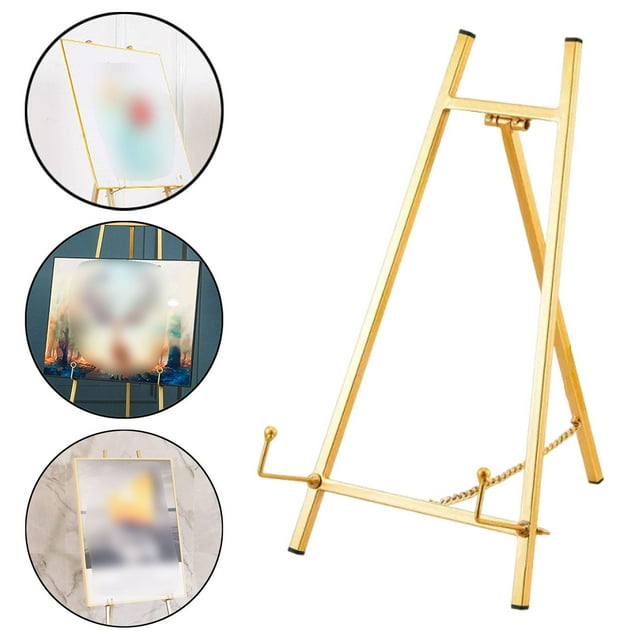 Caballete para letrero de boda, soporte para fotos, creativo, práctico y moderno, adorno para decoración del hogar, trípode de metal, caballete para Oro