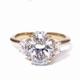 thumbnail image 3 of 968 Sterling Silver 3-Stone Oval & Half Moon Shape Lab Created Moissanite & Diamond Engagement Ring for Her - Elegant, Sparkling Jewelry for Special Moments, 3 of 6
