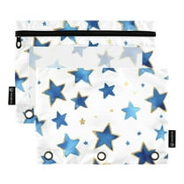 ALAZA 2 Pack Pencil Pouch Cute Stars Pencil Case for 3 Ring Binder Clear Window Pencil Bag Organizers