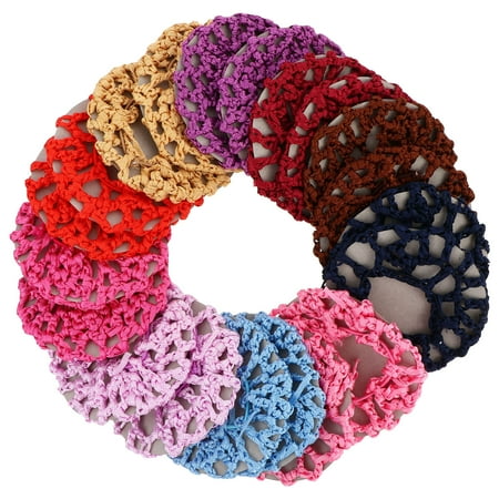 

20Pcs Women Handmade Knit Mesh Fabric Bun Cover Hair Net Hair Accessories