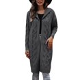 thumbnail image 2 of Long Cardigan Sweaters for Women Long Sleeve Casual Open Front Cable Knit Hooded Coatigan Sweater Coats Fall Winter Clothes, 2 of 5
