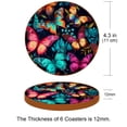 thumbnail image 3 of Butterfly 6PCS Round Coasters, Microfiber Leather Drink Coasters Set of 6, 11x11 cm/4.3x4.3 in Absorbent Coaster for Drinks, Cup Coaster for Home and Kitchen Decor, 3 of 6