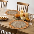 thumbnail image 4 of Fall Round Placemats Set of 4 Orange Pumpkin Place Mats Thanksgiving Woven Placemat Mushroom Fallen Maple Leaves Wooden Circle Braided Table Mat for Kitchen Dining Table Party Home Decor 15 Inch, 4 of 9