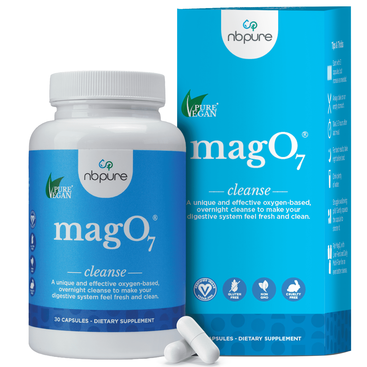 NBPure MagO7 Oxygenated Magnesium Colon Cleanse and Detox, 30 Capsules