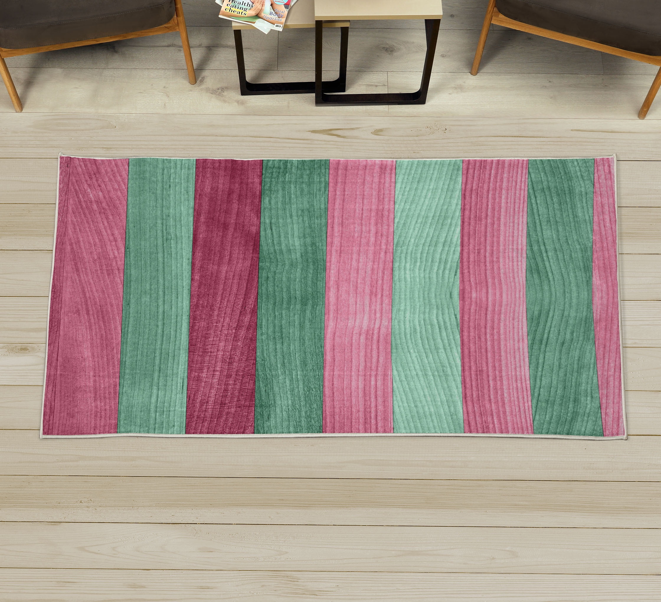 Rustic Decorative Rug, Painted Wood Board Horizontal Lines Birthdays ...
