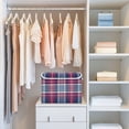 thumbnail image 6 of Foldable Fabric Storage Bin With Handle Collapsible Basket Box Storage With Lid Organizer Red Blue White Plaid Pattern, 6 of 7